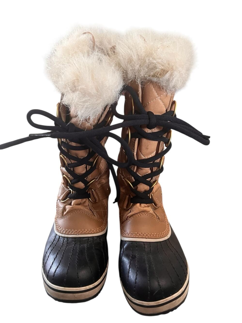 Sorel Womens Fawn Brown Waterproof Insulated Faux Fur Lined Boots Size 8